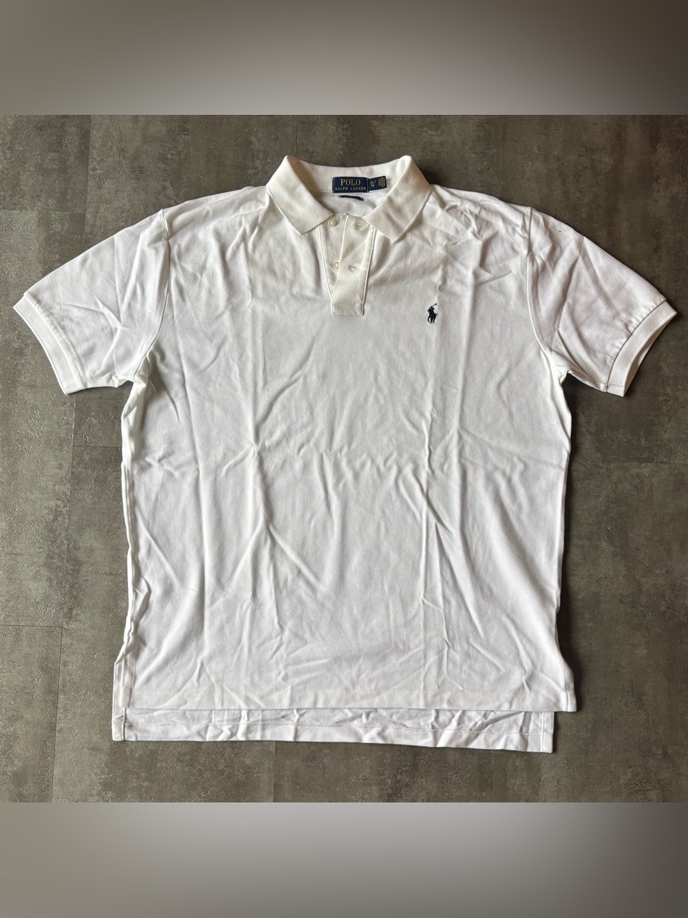 Polo Ralph Lauren Cotton Polo Shirt Mens XL Classic Fit White Blue Pony